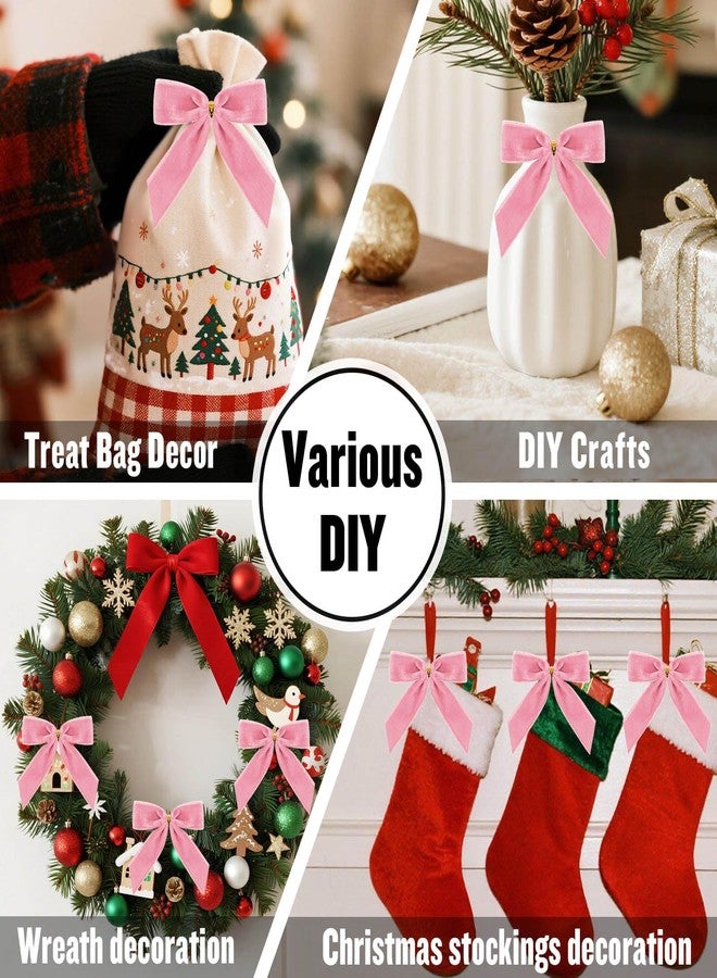 سكويشي ١٠ قطع من شرائط الزينة، شرائط وردية للزينة، زينة كعكة عيد الميلاد - زينة كعكة عيد ميلاد سعيد مع لمسة فراشة، زينة على شكل فيونكة لعيد الميلاد - Image 5